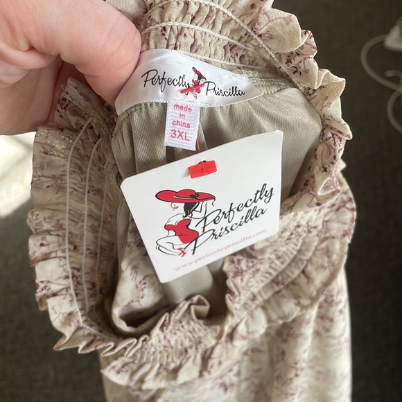 NWOT perfectlyPriscilla boutique sz 22/24 Give Me A Sign Floral Top - Light Sage - Picture 7 of 8